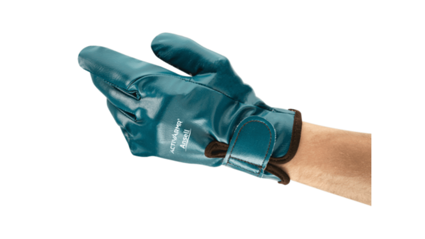 Ansell 71-120 Blue Nitrile Anti-Vibration Work Gloves, Size 8, Nitrile Coating