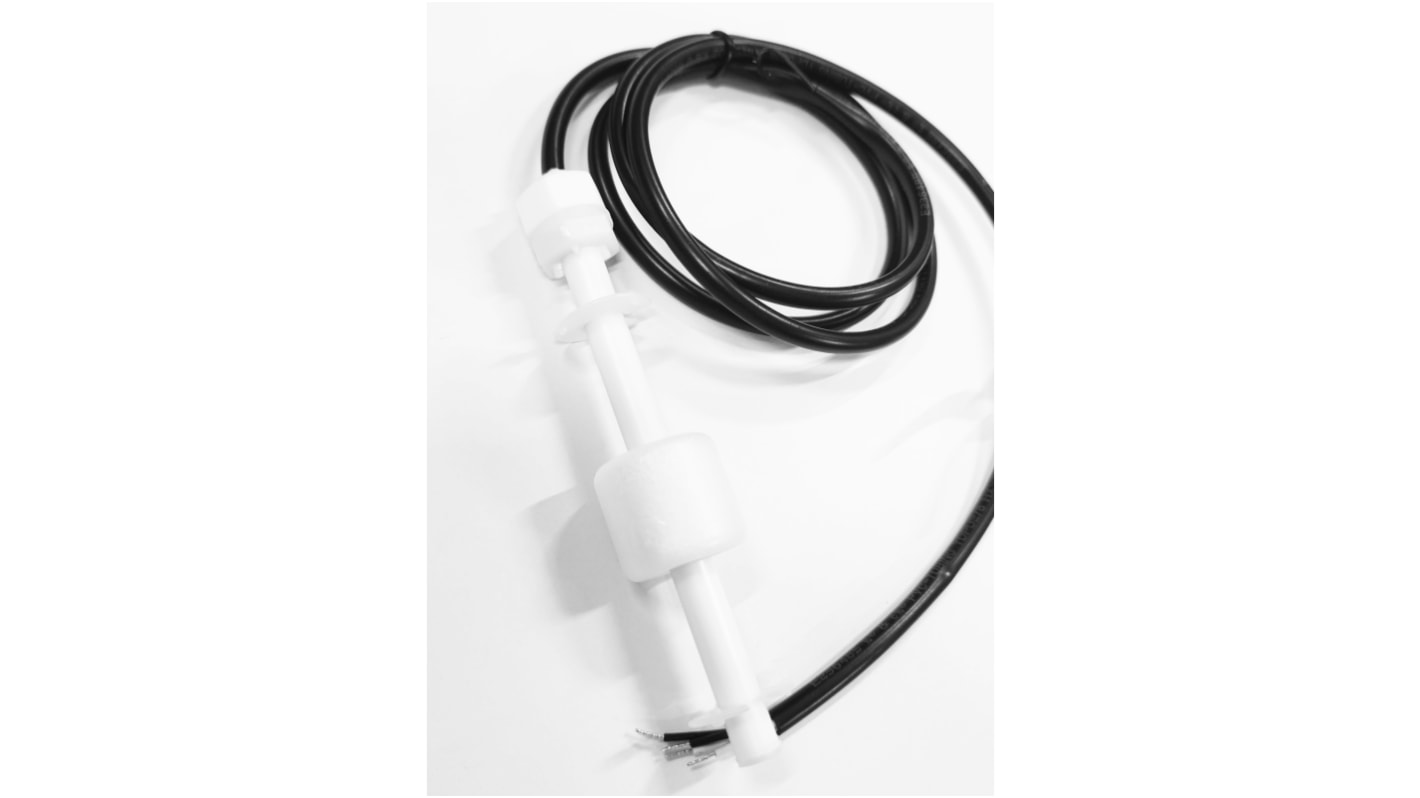 RS PRO PPS浮球开关, 电缆安装, NO, 最大直流200V, 最高85°C, 线长1m