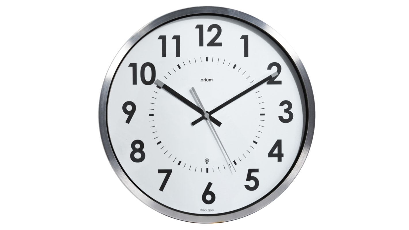 Orium Silver Radio Controlled Analog Wall Clock, 40cm Diameter