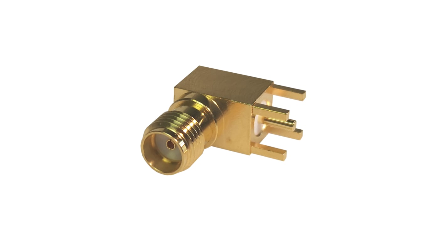 Huber+Suhner, Jack Through Hole SMA Connector, Solder Termination, Right Angle Body