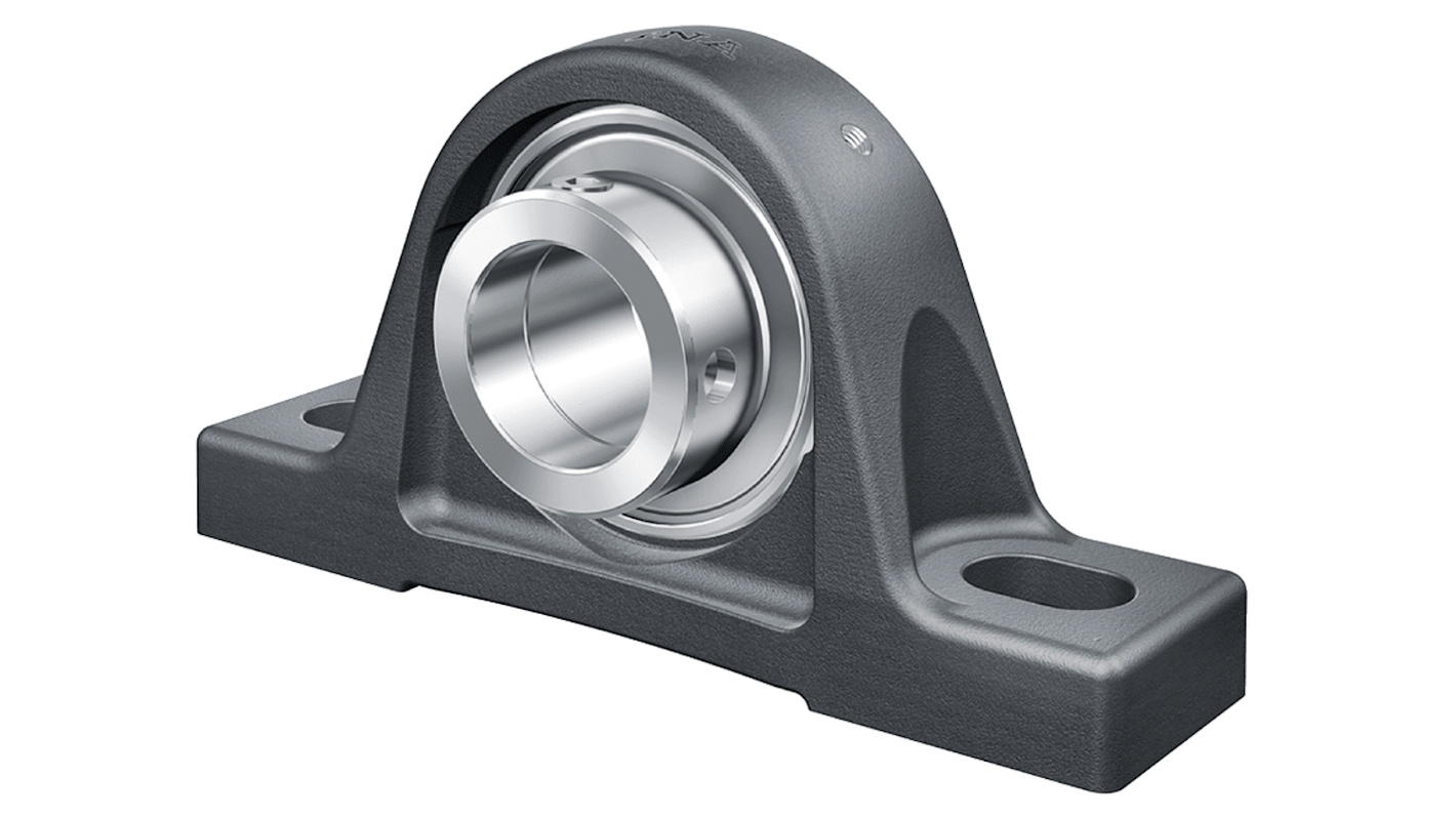Cuscinetto flangiato INA, 2 fori di montaggio da 28 mm, Ø int 70mm, dimensioni 260mm x 65mm x 74.6mm, in Ghisa