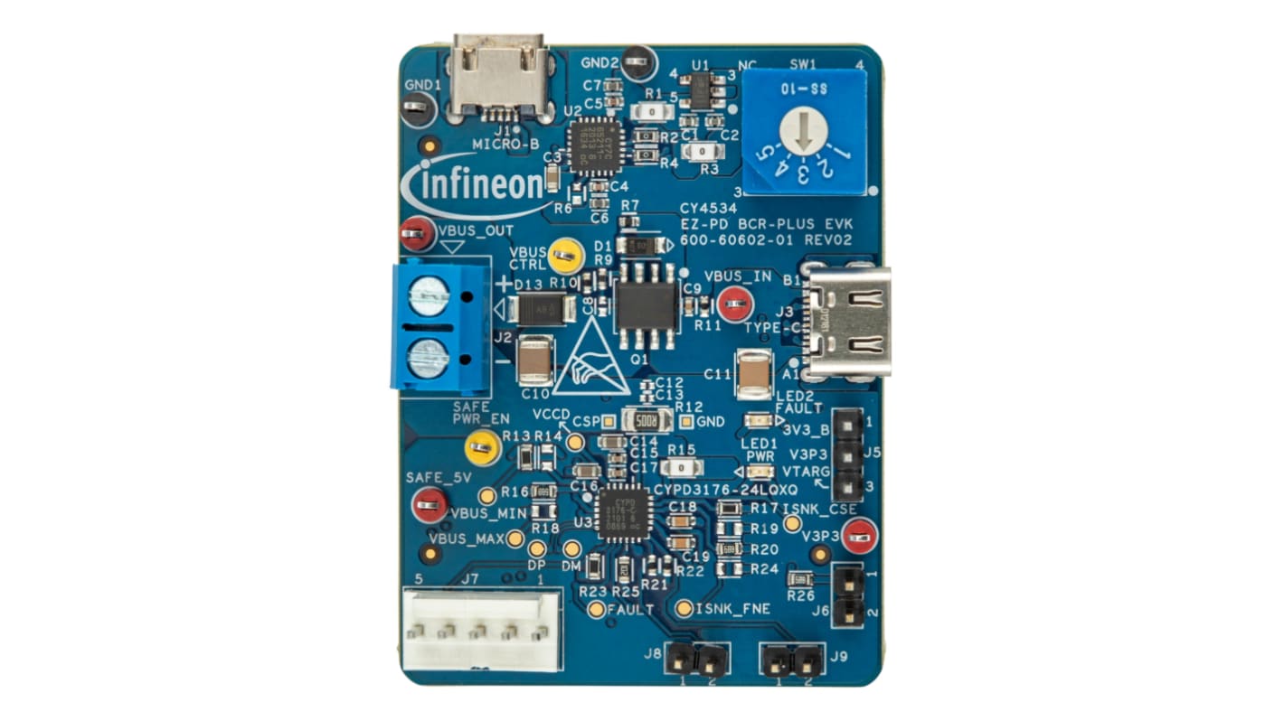 Infineon 评估套件 评估板, USB, 48MHz, CYPD3176-24LQXQ芯片, 用于桶连接器