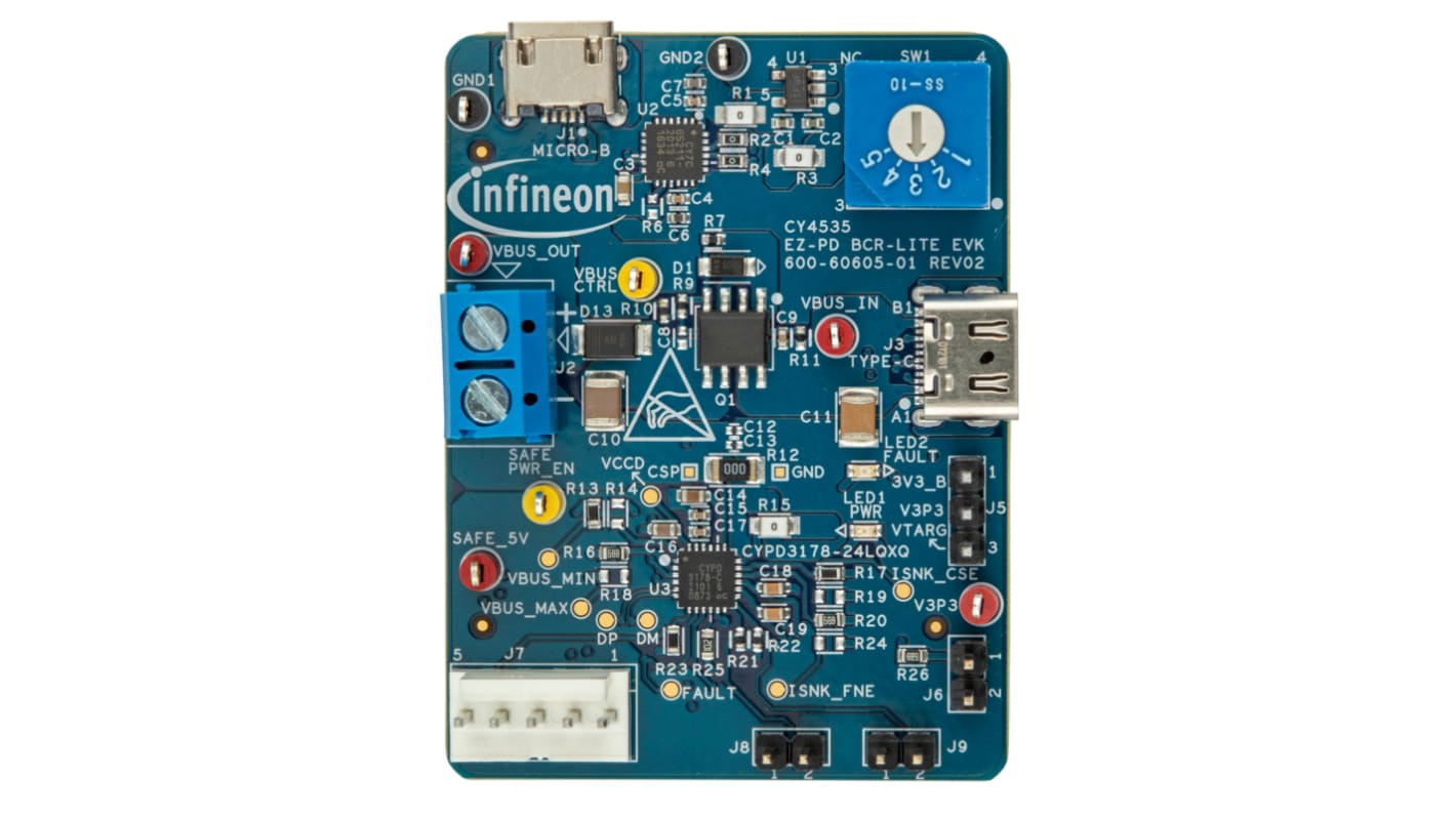 Infineon EZ-PD Barrel Connector Replacement Lite Evaluation Kit CYPD3178-24LQXQ Evaluation Kit for Barrel Connector