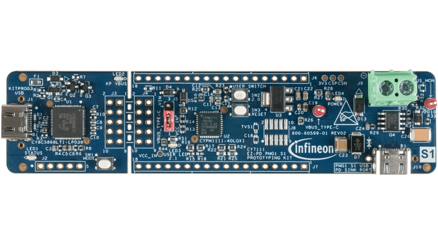 Infineon 评估测试板 原型设计套件, 原型开发和评估套件, CYPM1111-40LQXI芯片, 用于微控制器