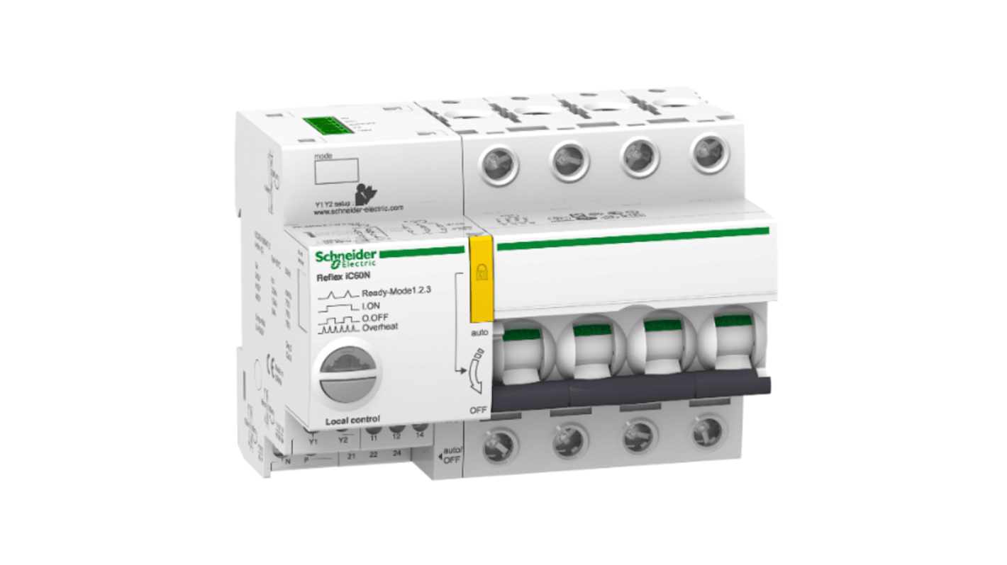 Schneider Electric Acti 9 Acti9 MCB, 4P, 24A Curve C, 230V AC, 20 kA Breaking Capacity