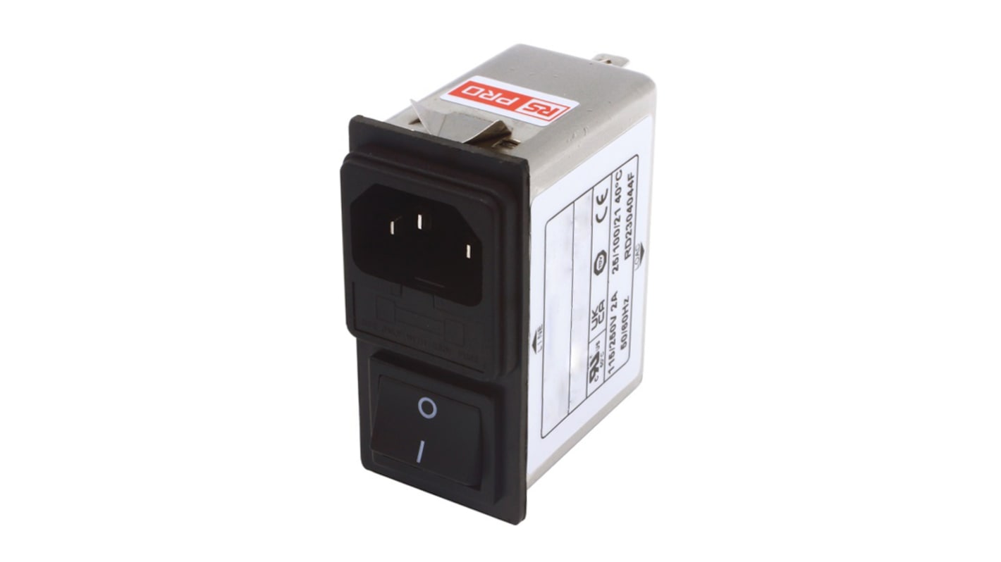 RS PRO IECフィルタ, 2A 250 V ac, 1ヒューズ 2極 スナップイン