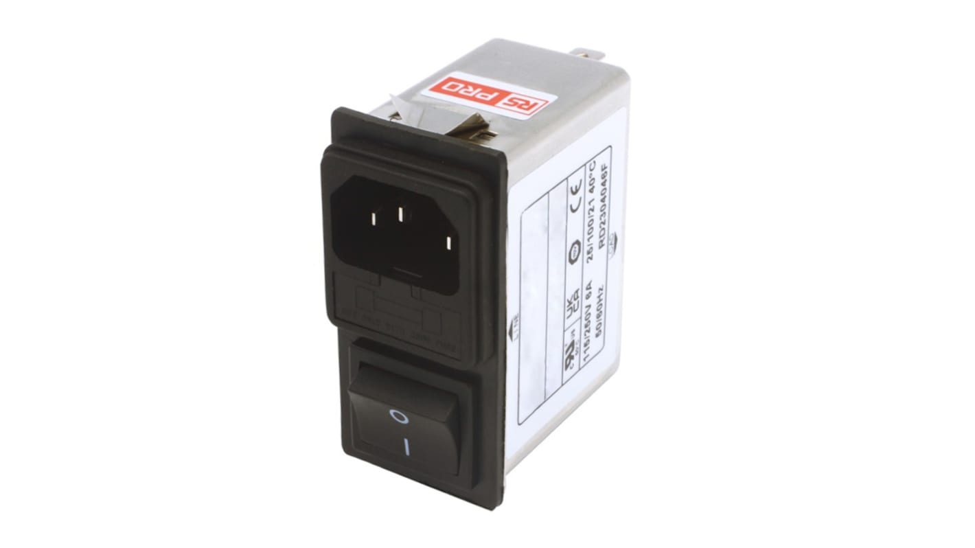 RS PRO IECフィルタ, 6A 250 V ac, 1ヒューズ 2極 スナップイン