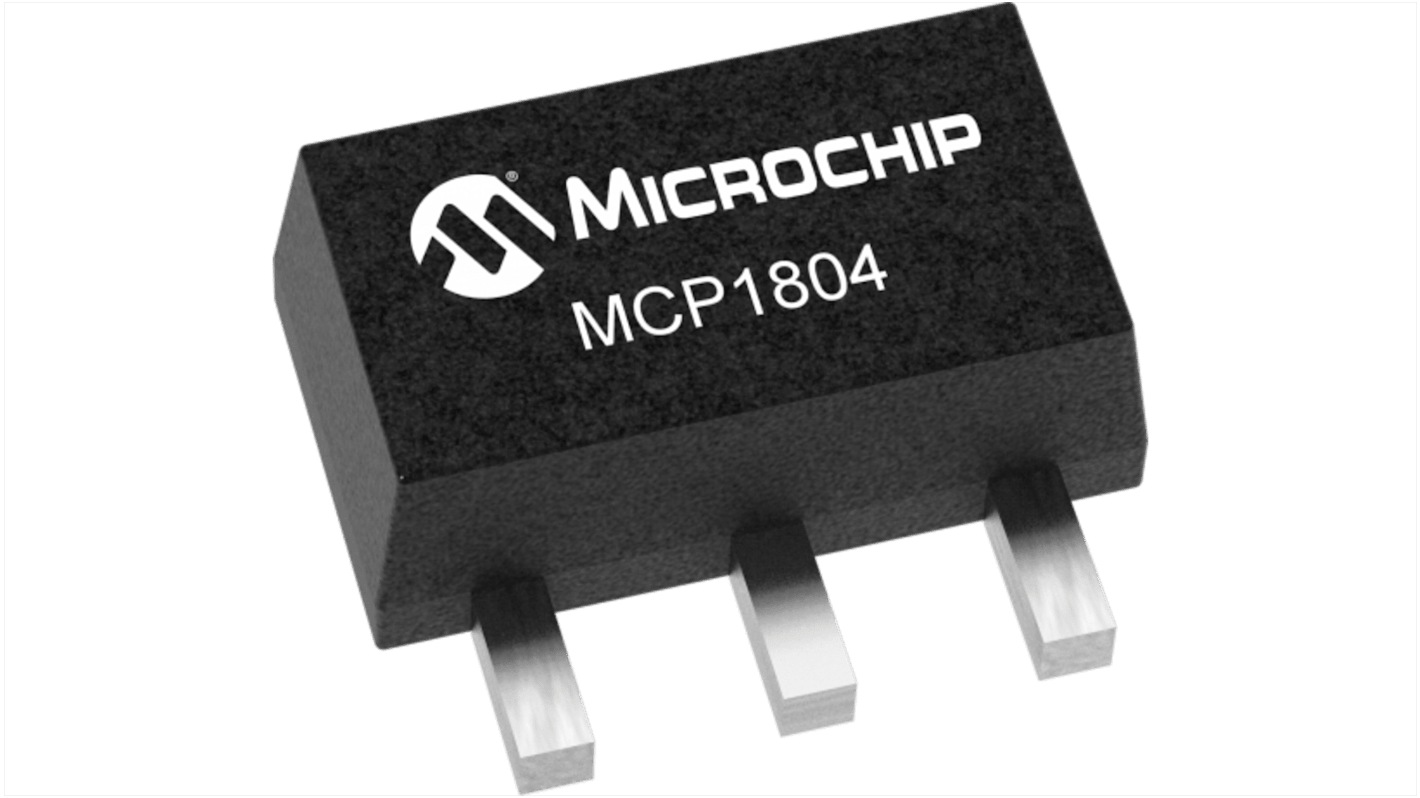 Microchip LDO稳压芯片, 18 V输出, 150mA最大输出, 单路输出, SOT-89, 3针, ±2%精度