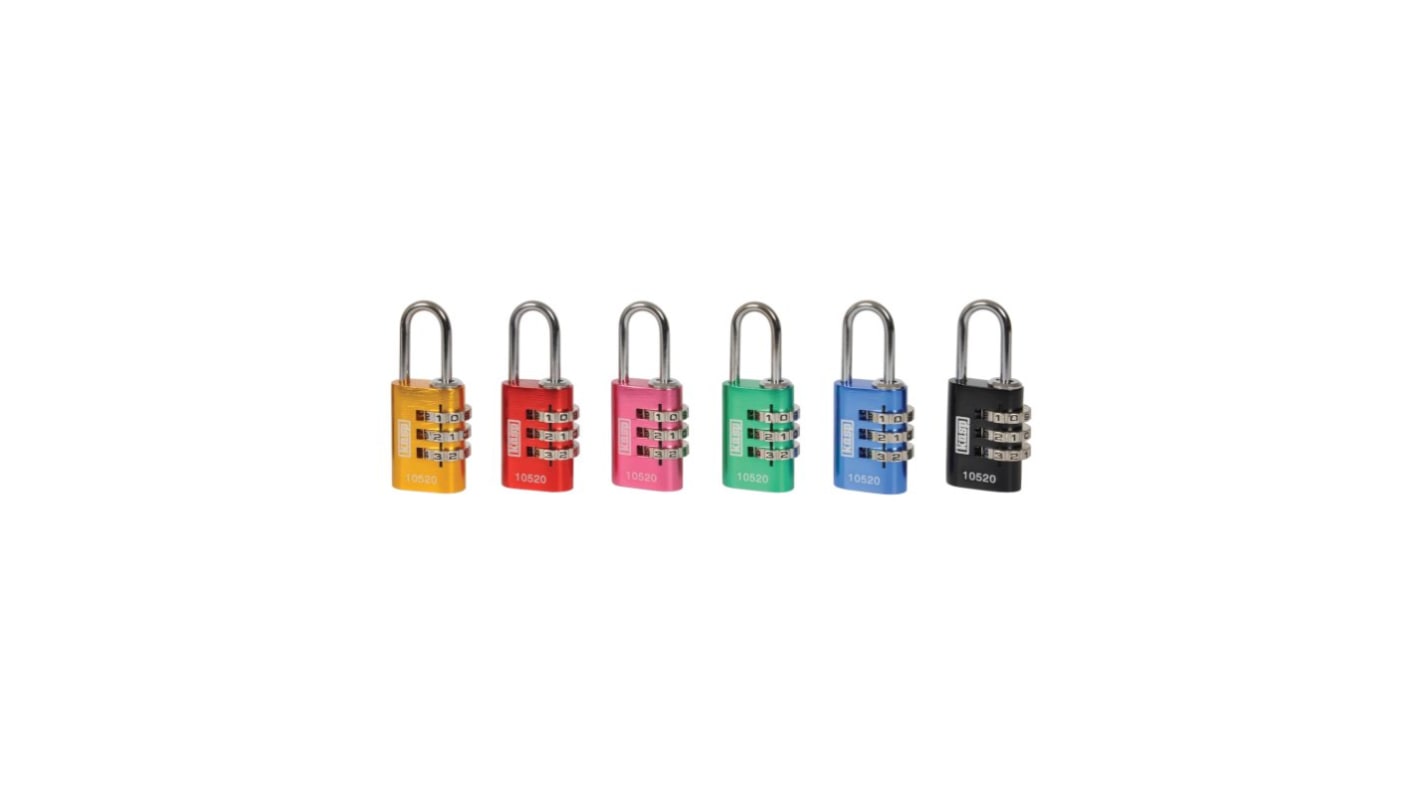Kasp Combination Weatherproof Aluminium Combination Padlock, 9mm Shackle, 20mm Body