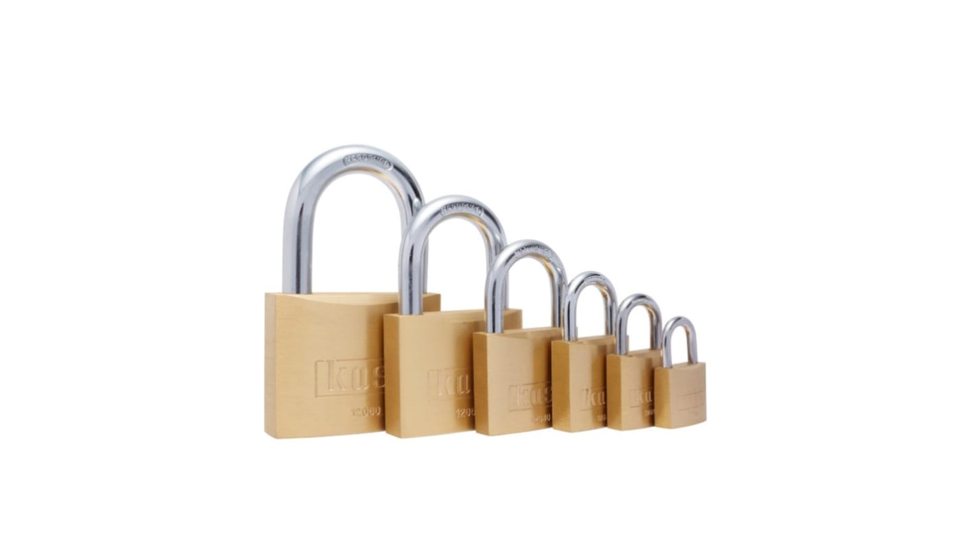 Kasp Clamping Weatherproof Brass Padlock, 12mm Shackle, 25mm Body