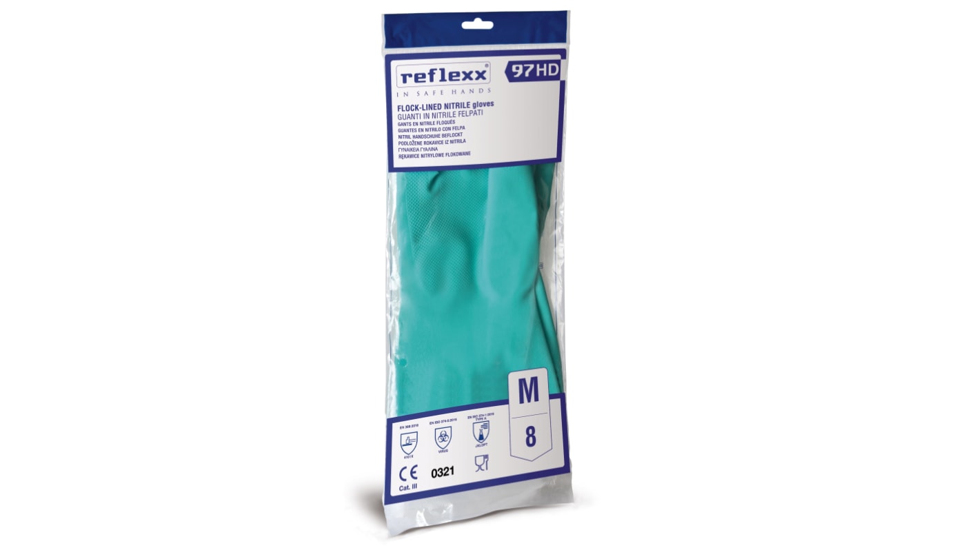 Guanti riutilizzabili REFLEXX SPA REFLEXX 97 HD, Tg. 8, in Nitrile, col. Verde