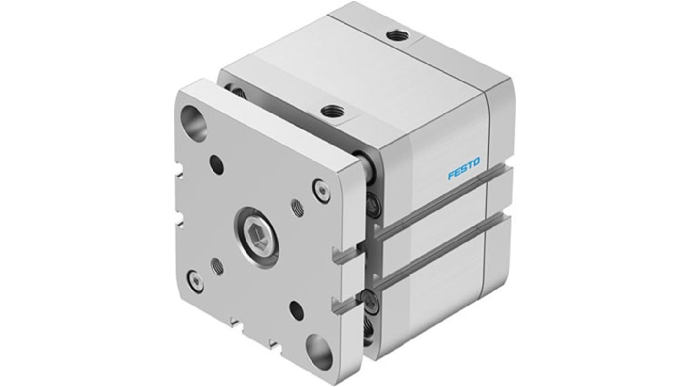 Festo Pneumatic Compact Cylinder - ADNGF-80-25, 80mm Bore, 25mm Stroke, ADNGF Series, Double Acting