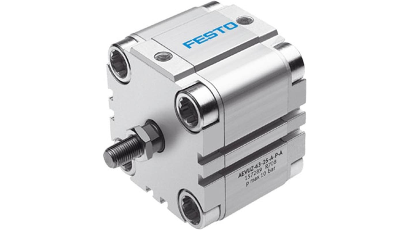 Festo Pneumatic Compact Cylinder - AEVUZ-40-5, 40mm Bore, 5mm Stroke, AEVUZ Series, Single Acting