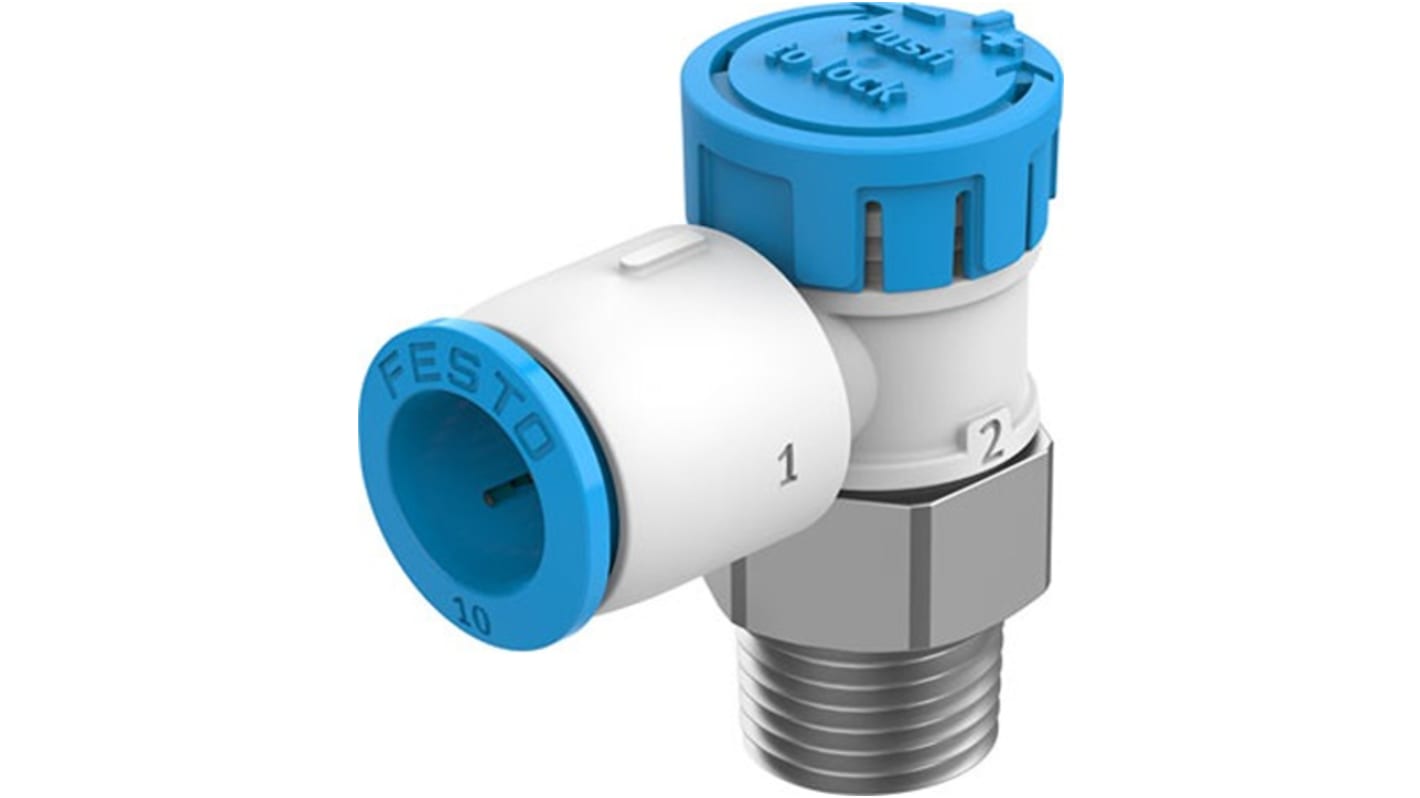 Festo Rotary Knob Exhaust Air One Way Flow Control Pneumatic Control Valve VFOE Series, R 1/4, 1/4in, VFOE-LE-T
