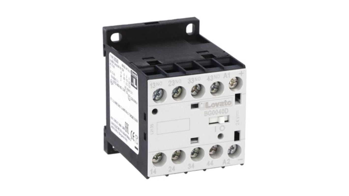 Lovato Auxiliary Contact, 4 Contact, 4NO, DIN, BG00 BG00