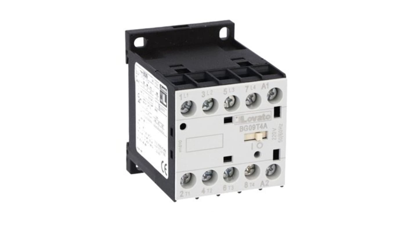 Lovato BG09 Contactor, 48 V ac Coil, 4-Pole, 4 A, 22 kW, 690 V