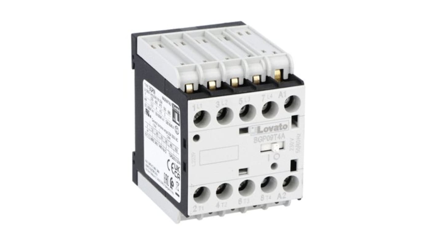 Lovato BGP09 Contactor, 48 V Coil, 4-Pole, 20 A, 22 kW, 690 V