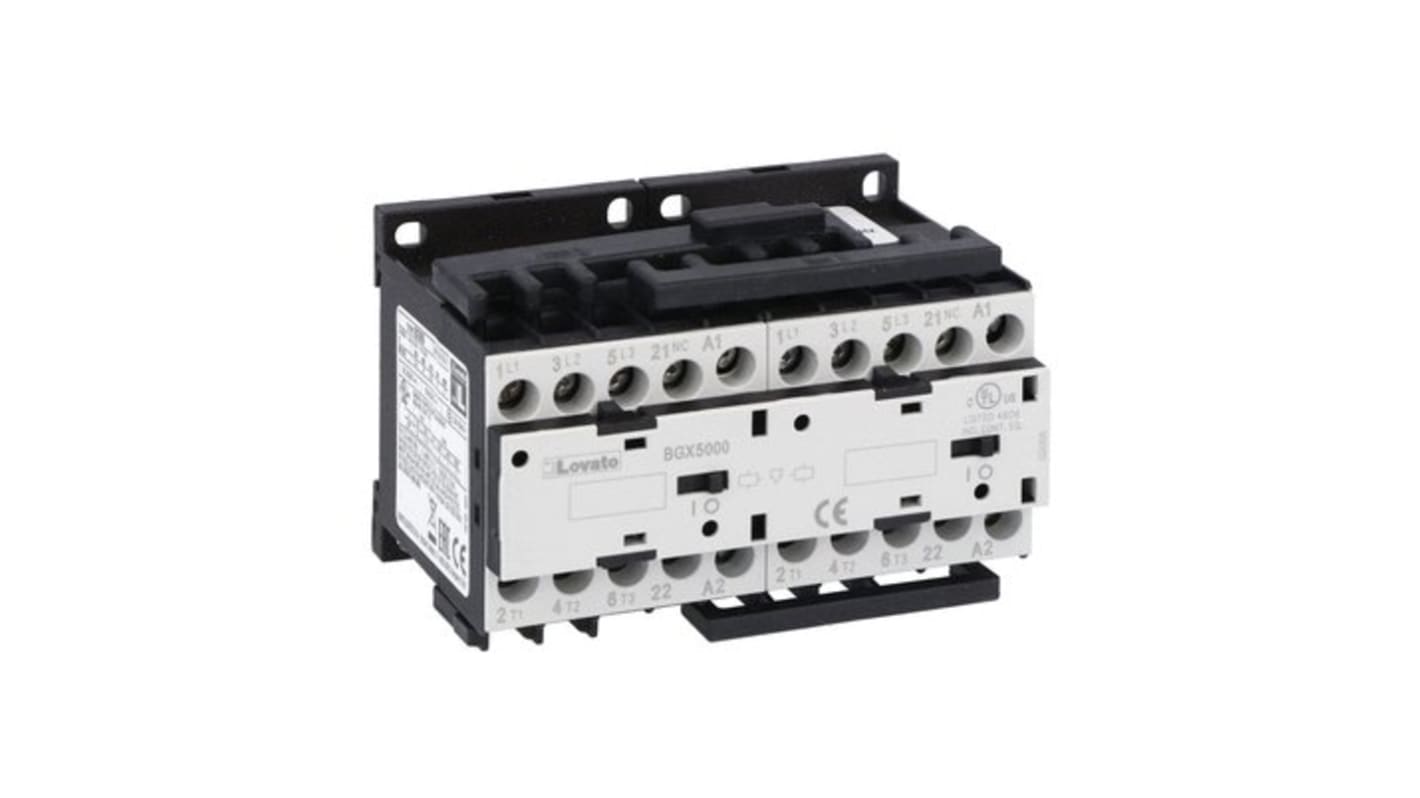 Lovato BGR09 Contactor, 24 V ac Coil, 3-Pole, 9 A, 5 kW, 1NC, 690 V