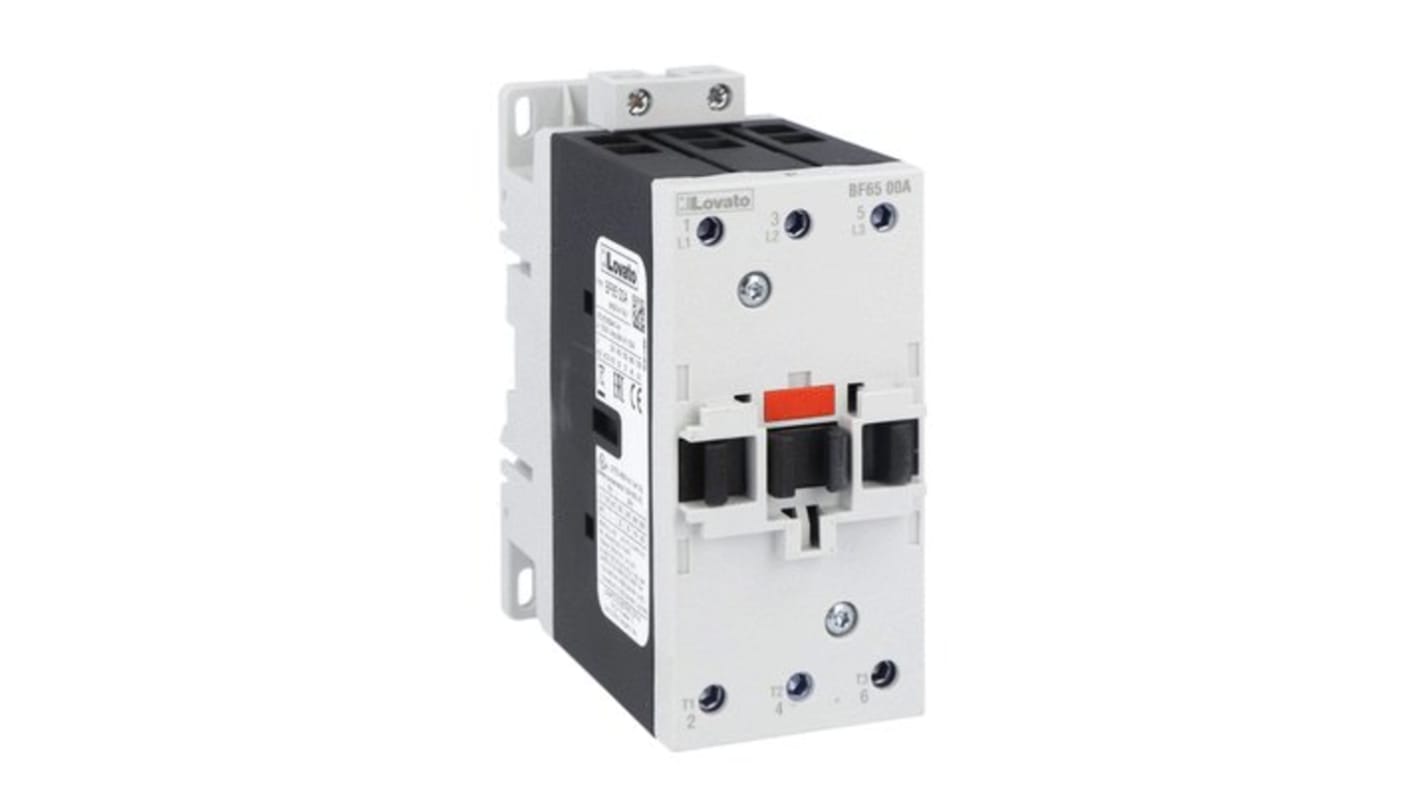 Lovato BF65 Contactor, 24 V ac Coil, 3-Pole, 65 A, 45 kW, 690 V