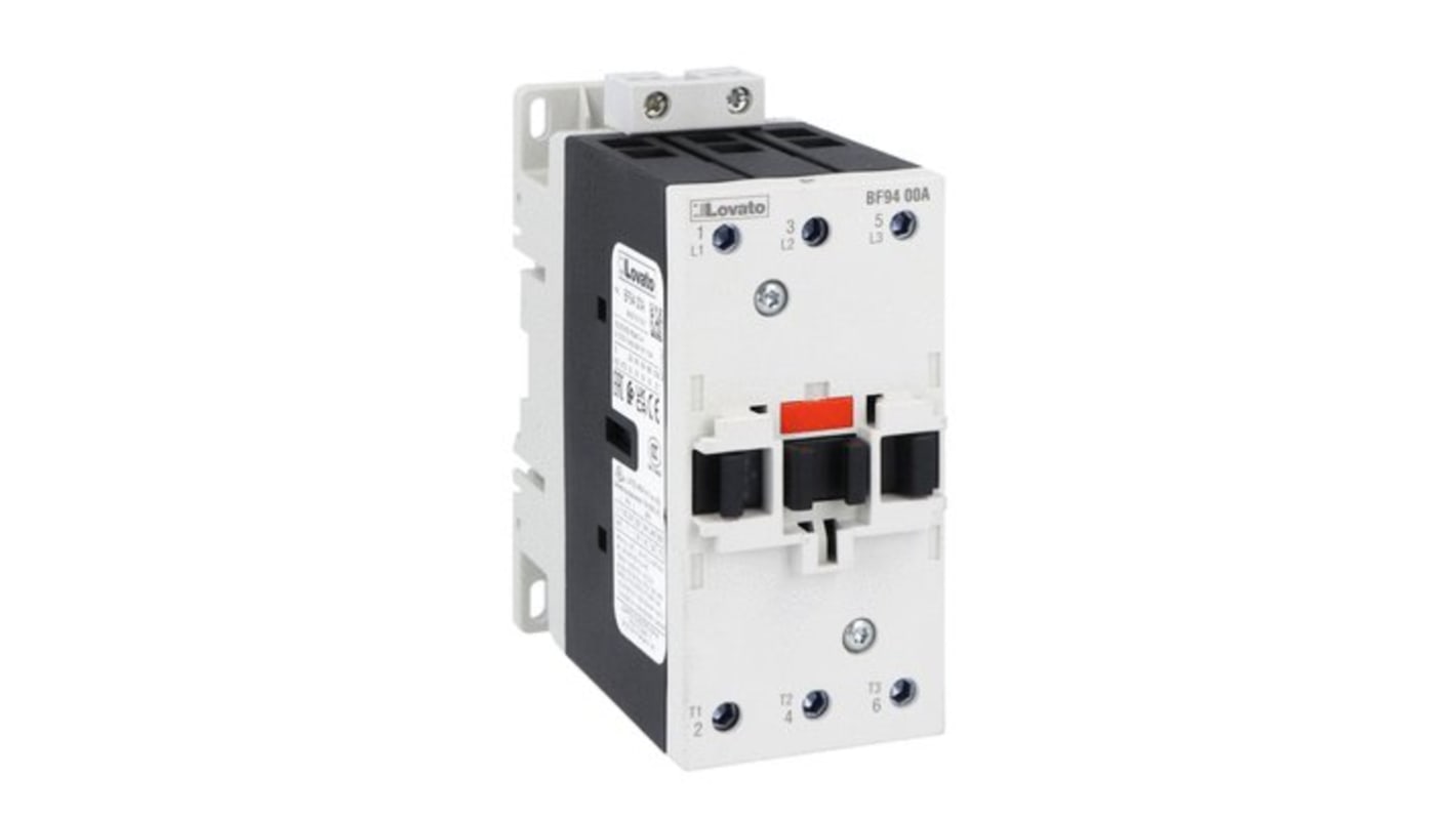 Lovato BF94 Contactor, 120 V ac Coil, 3-Pole, 94 A, 55 kW, 690 V