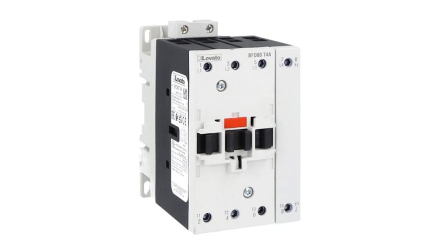 Lovato BFD80 Contactor, 24 V ac Coil, 4-Pole, 80 A, 690 V