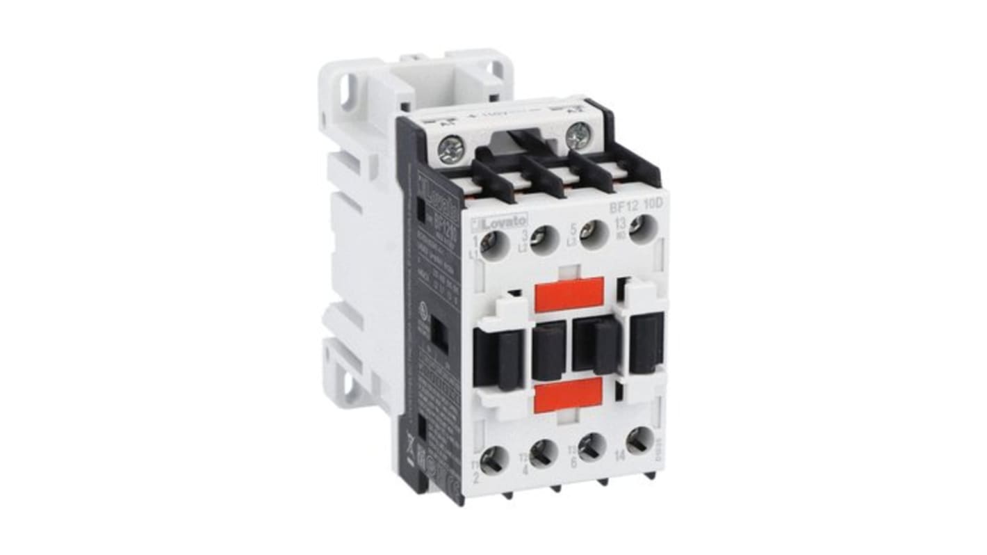 Lovato BF12 Contactor, 220 V Coil, 3-Pole, 12 A, 10 kW, 1NO, 690 V