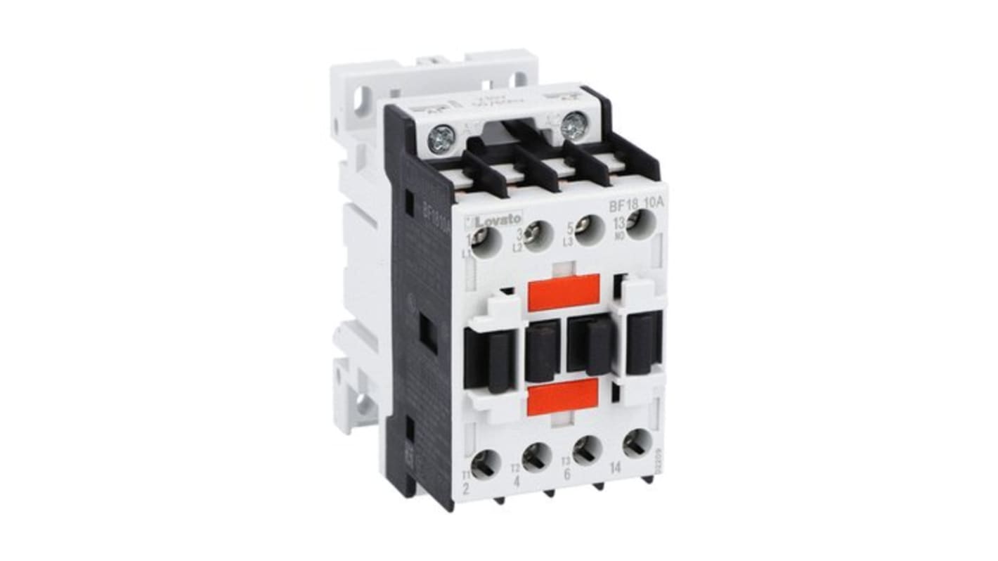 Lovato BF18 Contactor, 120 V ac Coil, 3-Pole, 18 A, 36 kW, 1NO, 690 V