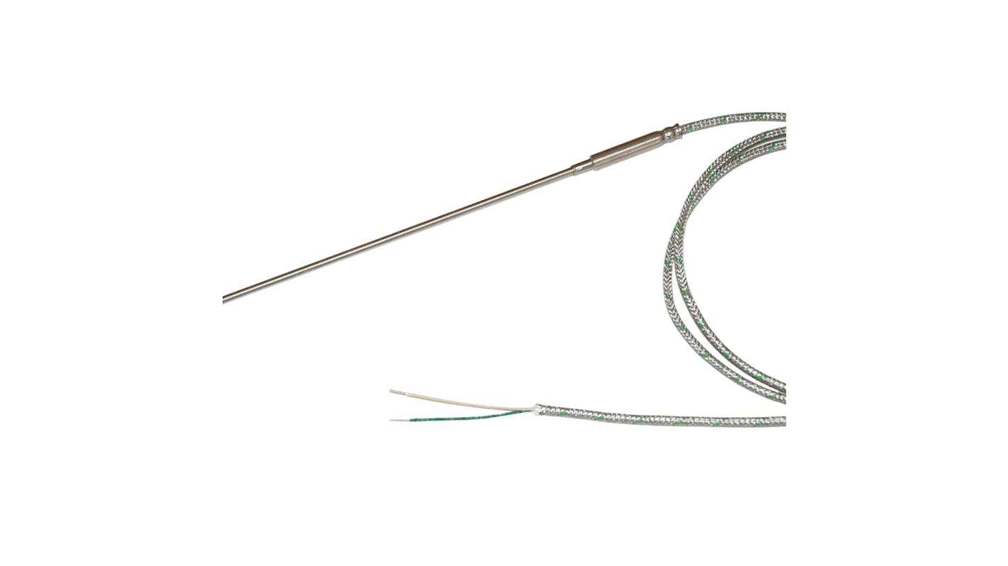 Electrotherm K型热电偶, 探头Φ3mm x 200mm, 可测+1000°C, 电缆接端, 铬镍铁合金探头, 294系列