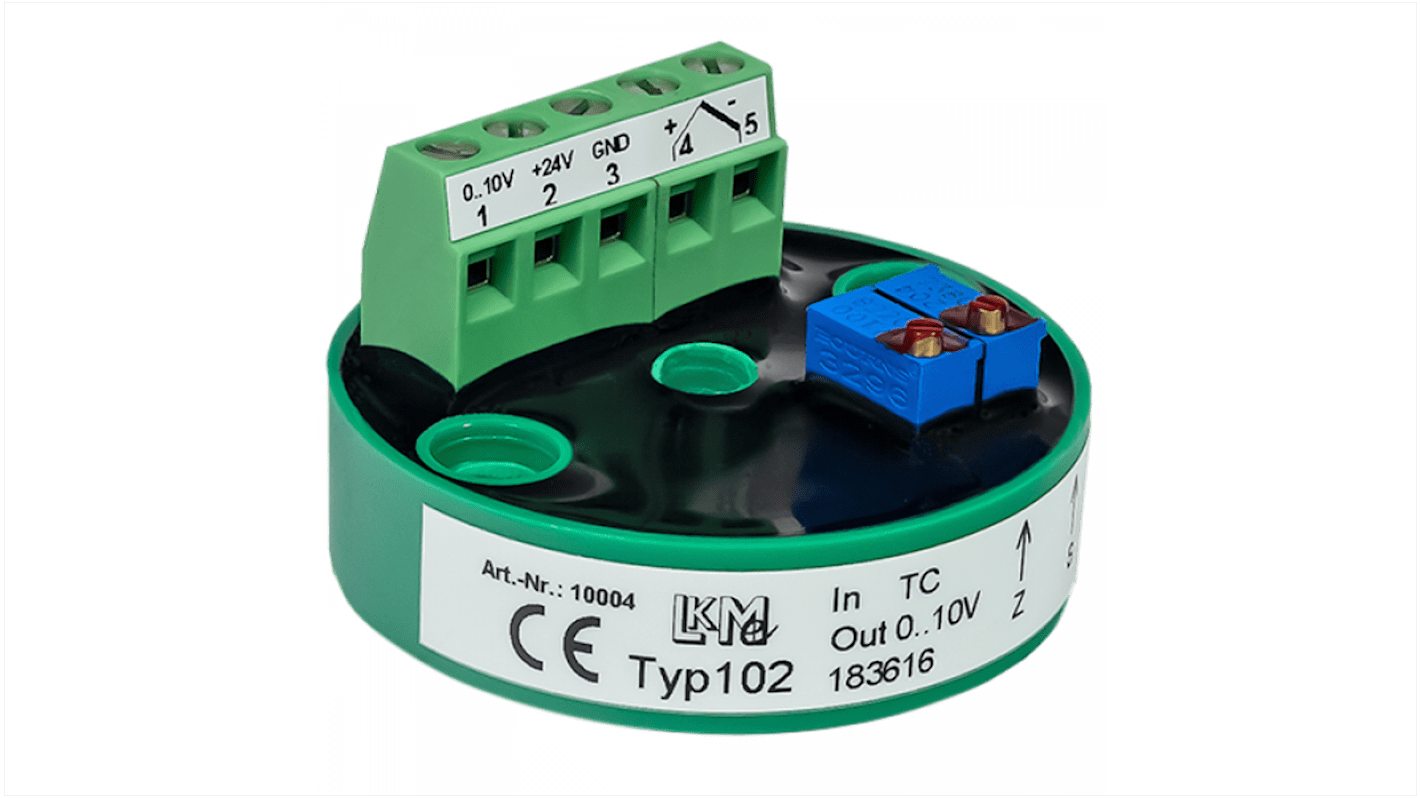 Transmisor de temperatura LKMelectronic serie LKM, rango temp: 0°C → 1000°C, para Tipo K, 15 → 26 V ac