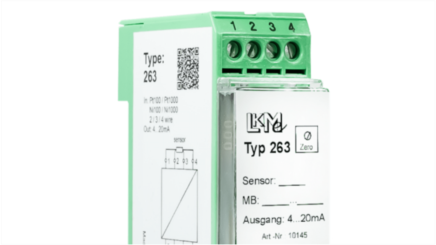 Trasmettitore di temperatura LKMelectronic LKM, -200°C→850°C, ingresso Resistenza, uscita 4 → 20 mA, 9 →