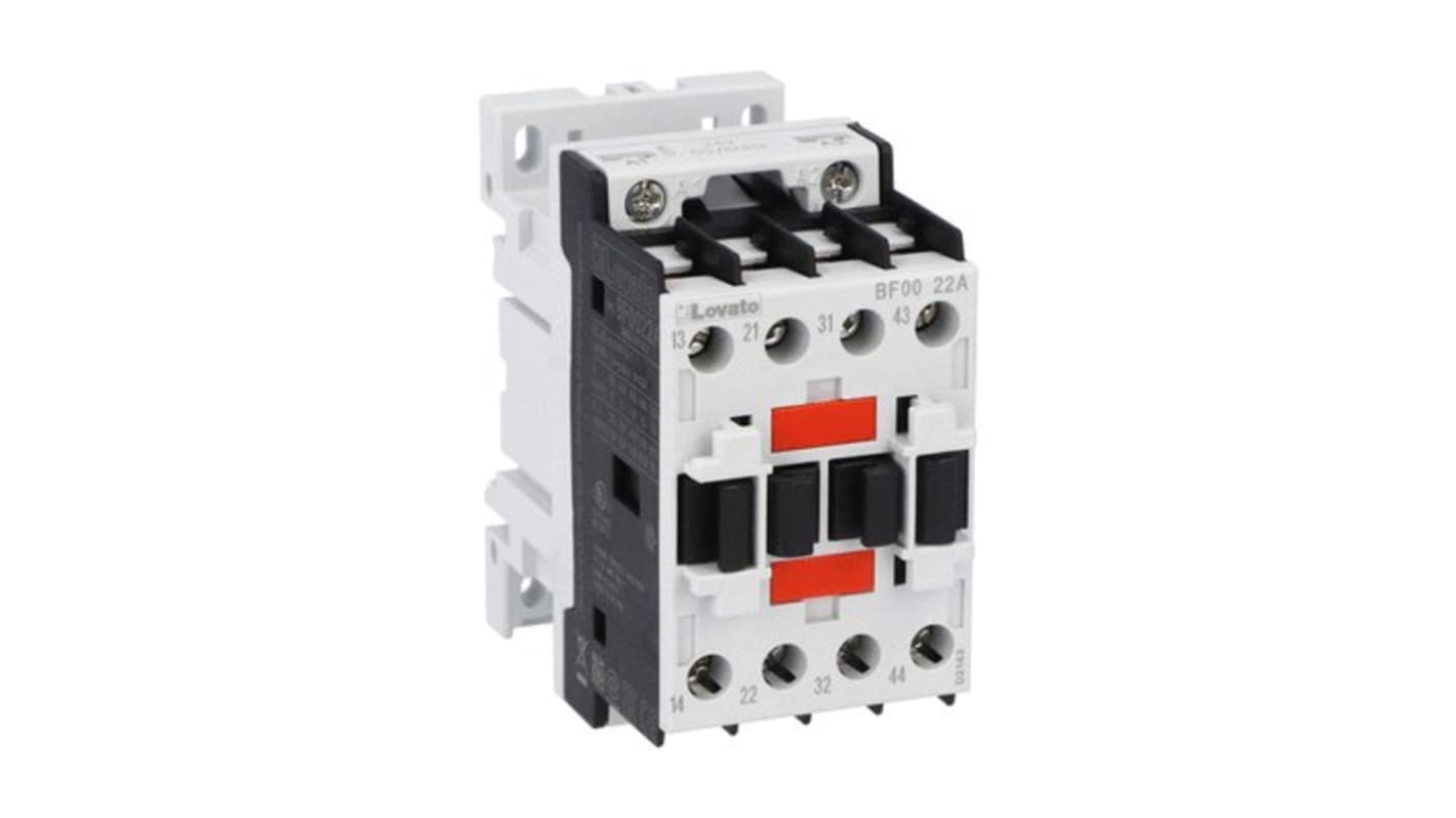 Lovato Auxiliary Contact, 4 Contact, 2NO + 2NC, DIN Rail, BF00 BF00