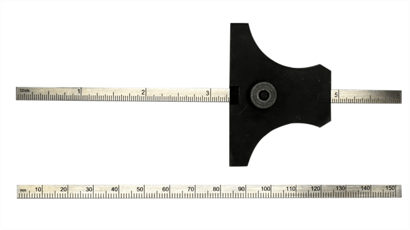 RS PRO 深度尺, 134mm量程, 90° ±15 min精度, 英制，公制, 钢制