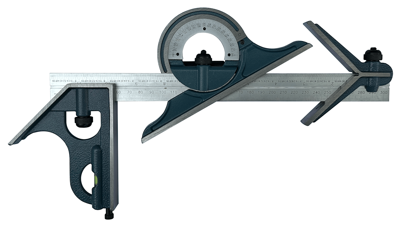 RS PRO Winkelschmiege, Skalen L. 300mm 32nds & 0.5 mm 64ths & 1.0 mm aus Stahl, Stahl-Kopf