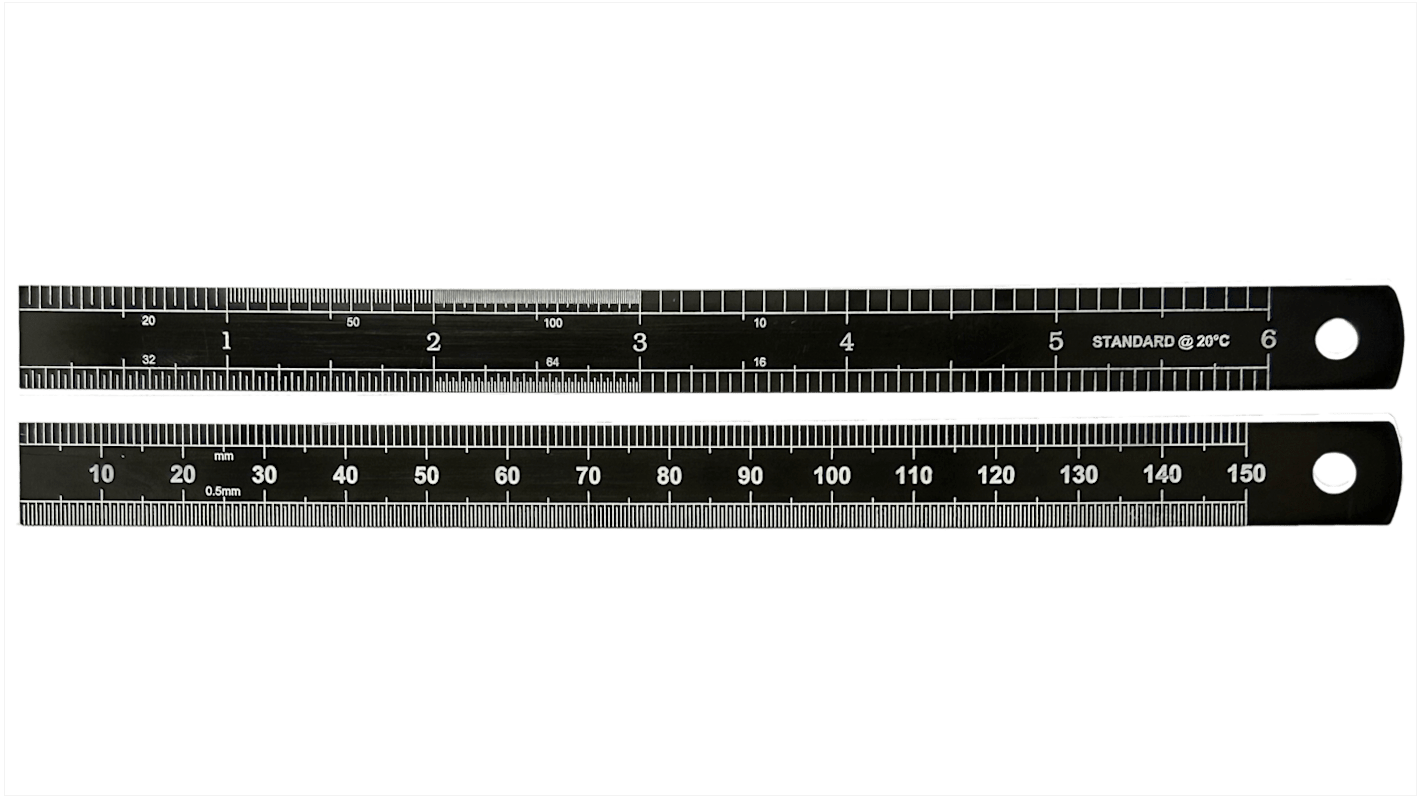 RS PRO Stahl Lineal biegsam, höhensicher, metrisch/zöllig 150mm x 12.5mm