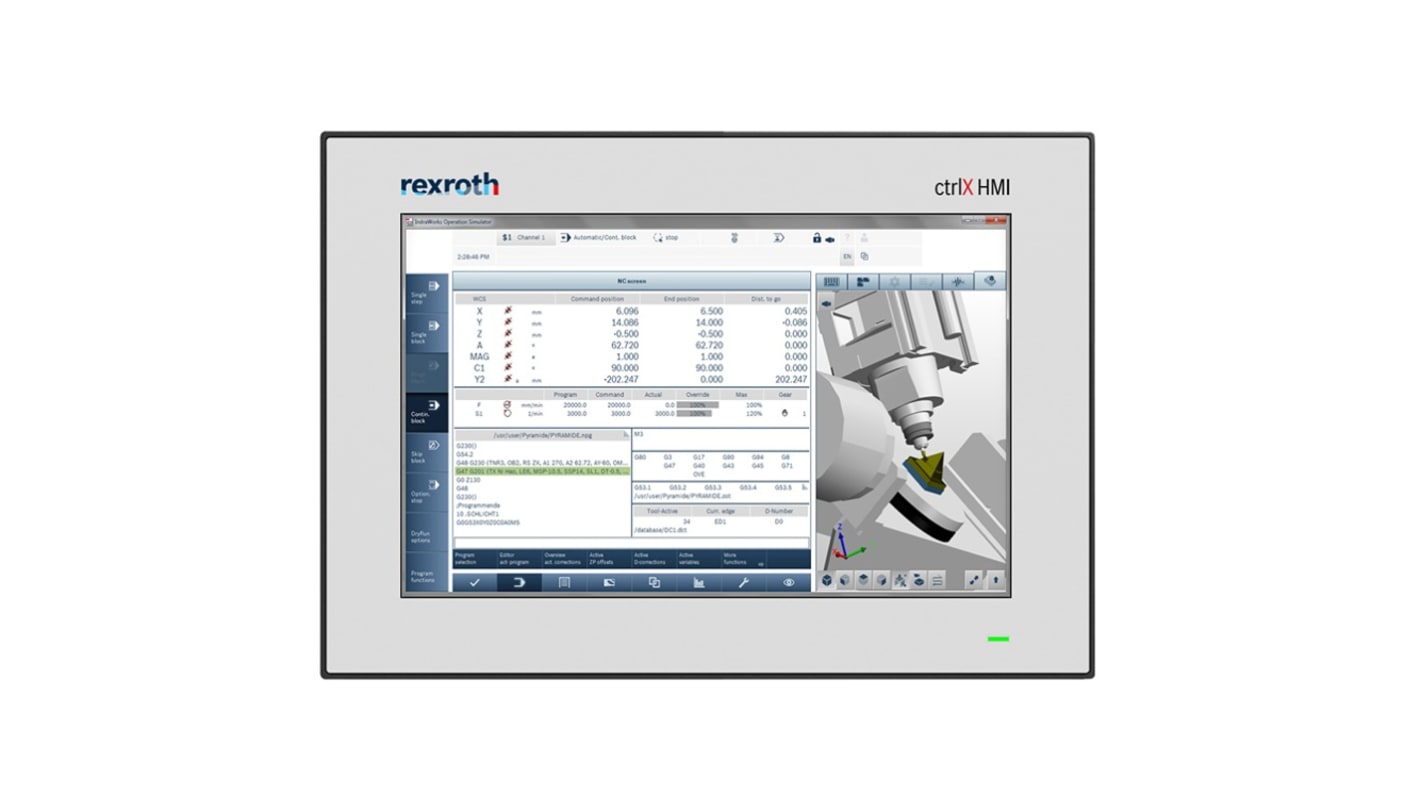 Bosch Rexroth Web面板, 10 英寸, 多触摸, 16GB板载内存, 24V, IP20, WR2110系列