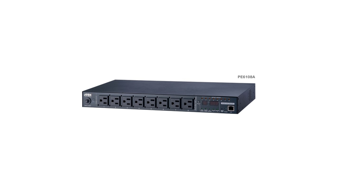 Aten IEC 8 Gang Power Distribution Unit, 3.048m Cable, 10A, 100 - 240 V, Surge Protected