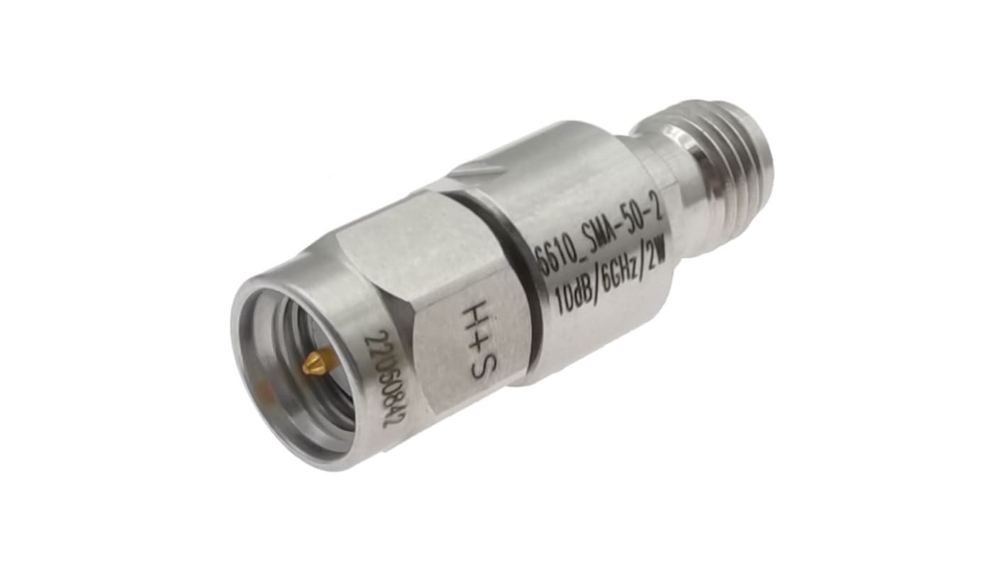 Huber+Suhner RF Attenuator Straight Coaxial Connector SMA 4dB, Operating Frequency 6GHz