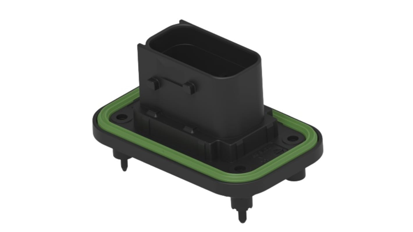 TE Connectivity 1-23781 Series Vertical Panel Mount PCB Header, 10 Contact(s), 6mm Pitch, 2 Row(s), Shrouded