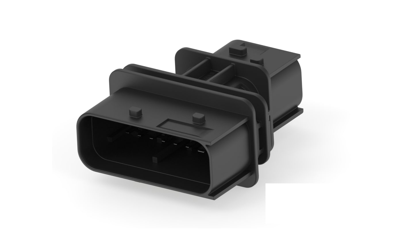 TE Connectivity 2p双排排针 垂直镀镍,锡连接器, 4mm间距, PCB安装, Heavy Duty Sealed Connector Series系列