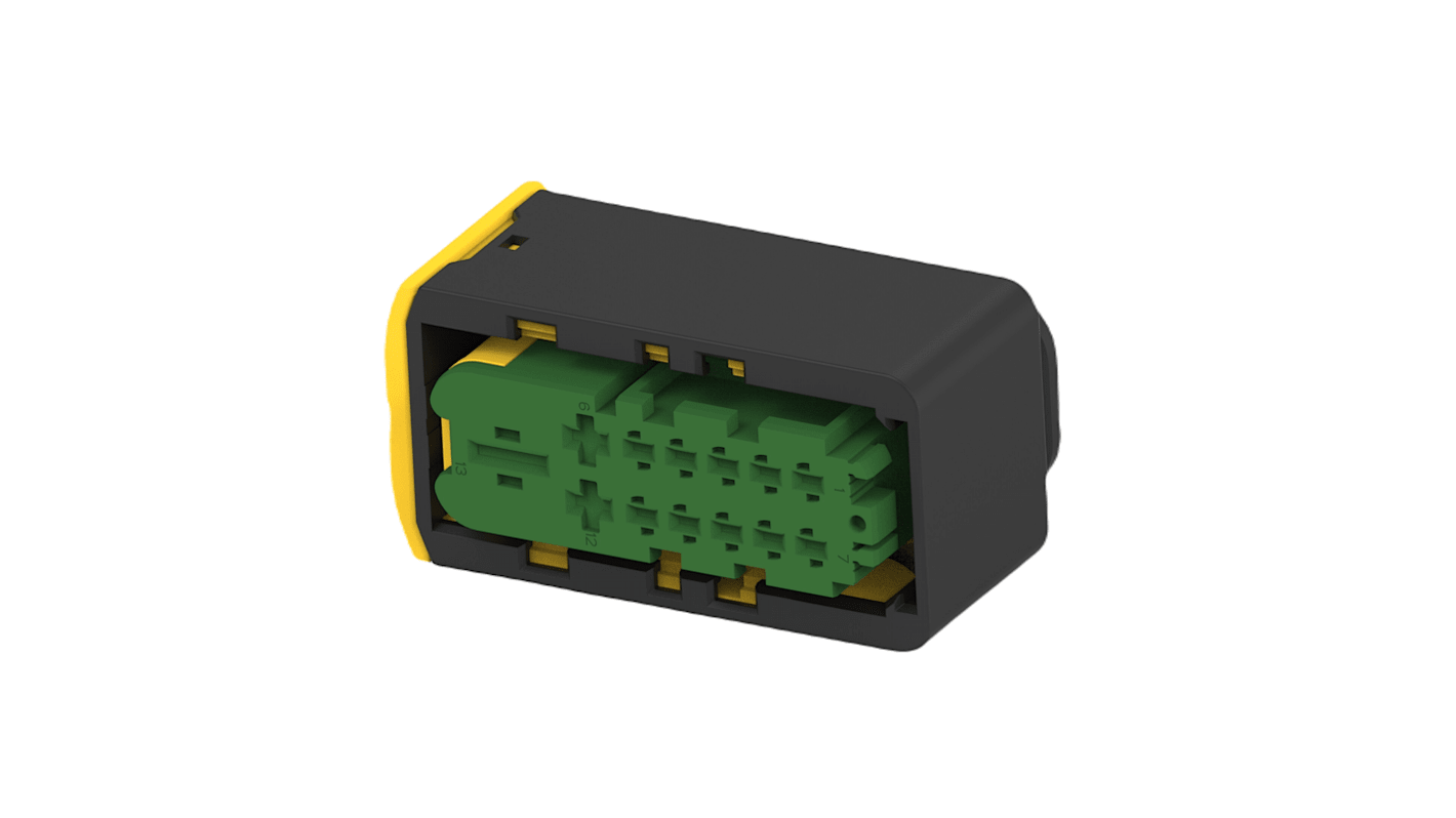 TE Connectivity, Heavy Duty Sealed Connector Series Automotive Connector Socket Green Cable Mount 13 Way, Wire