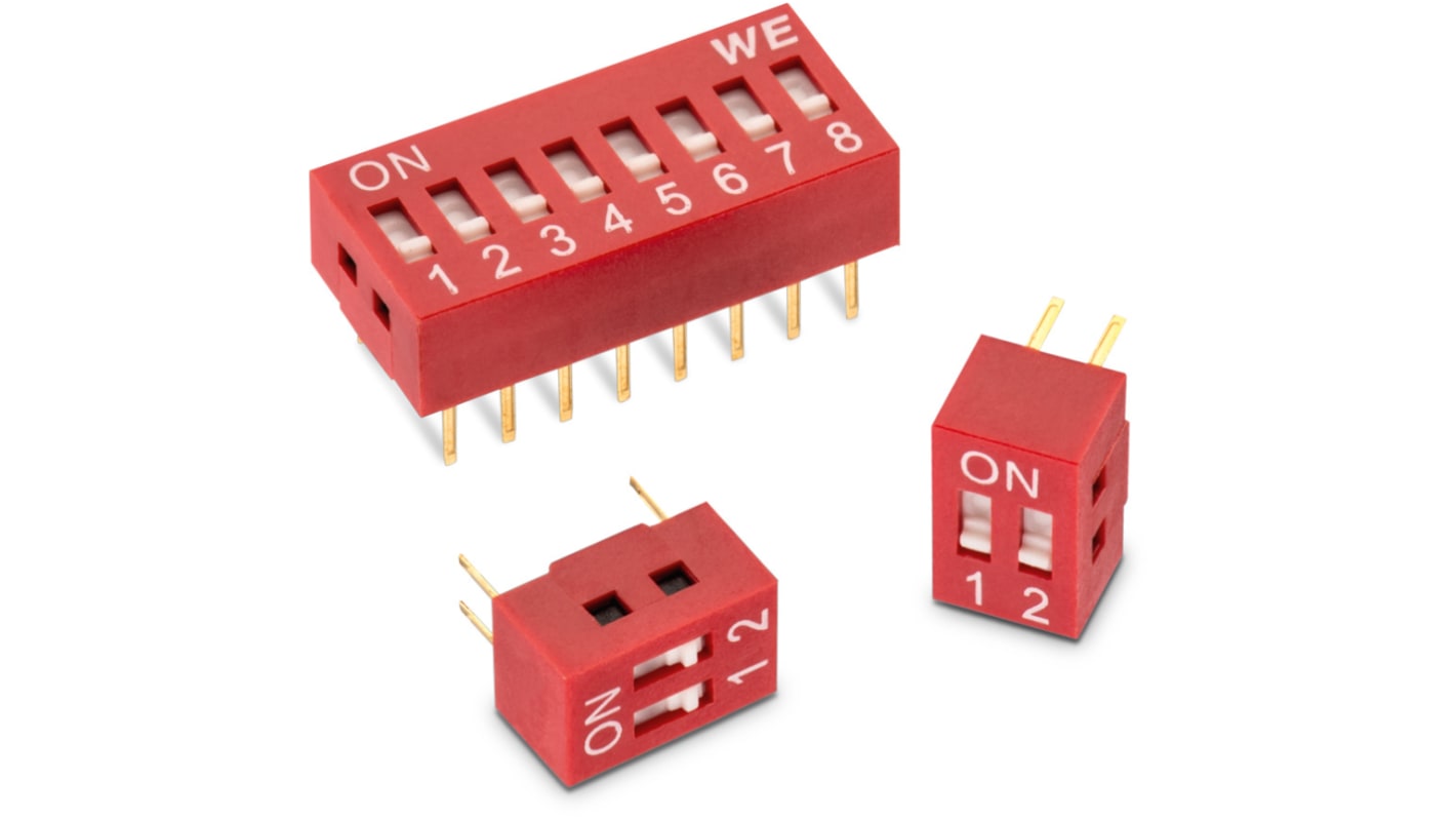 Wurth Elektronik 1 Way Through Hole DIP Switch SPST, Flat Actuator
