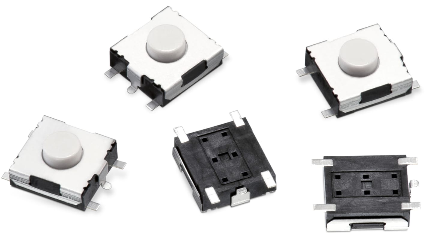 Wurth Elektronik Black Tact Switch, SPST 50mA 3mm Surface Mount