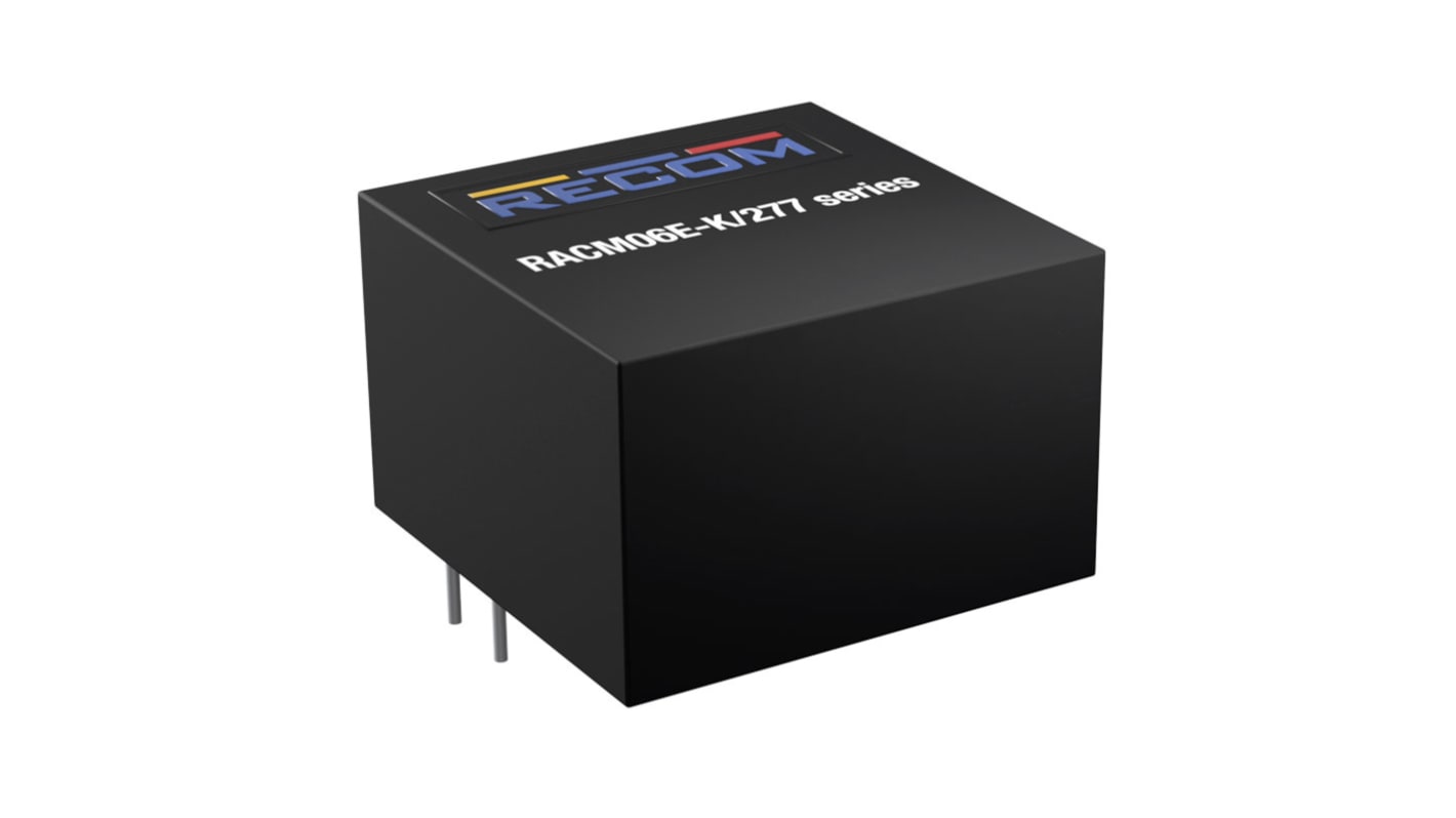 Recom, AC-DC Converter 500mA 2-Pin, 1 x 1 in RACM06E-12SK/277