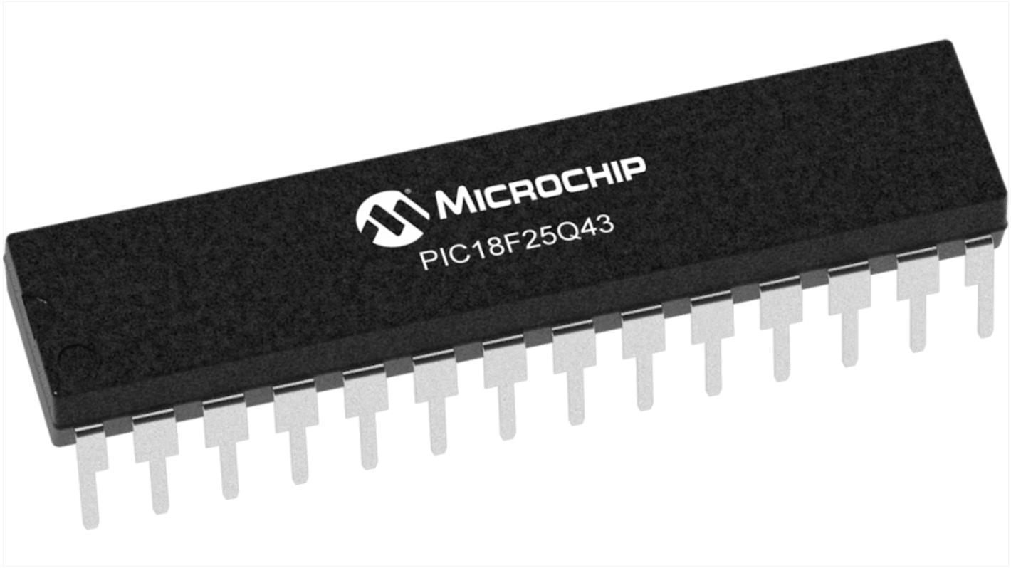 Microchip PIC18F25Q43-I/SP, 8bit PIC18 Microcontroller, PIC18, 64MHz, 32 KB EEPROM, Flash, 28-Pin SPDIP