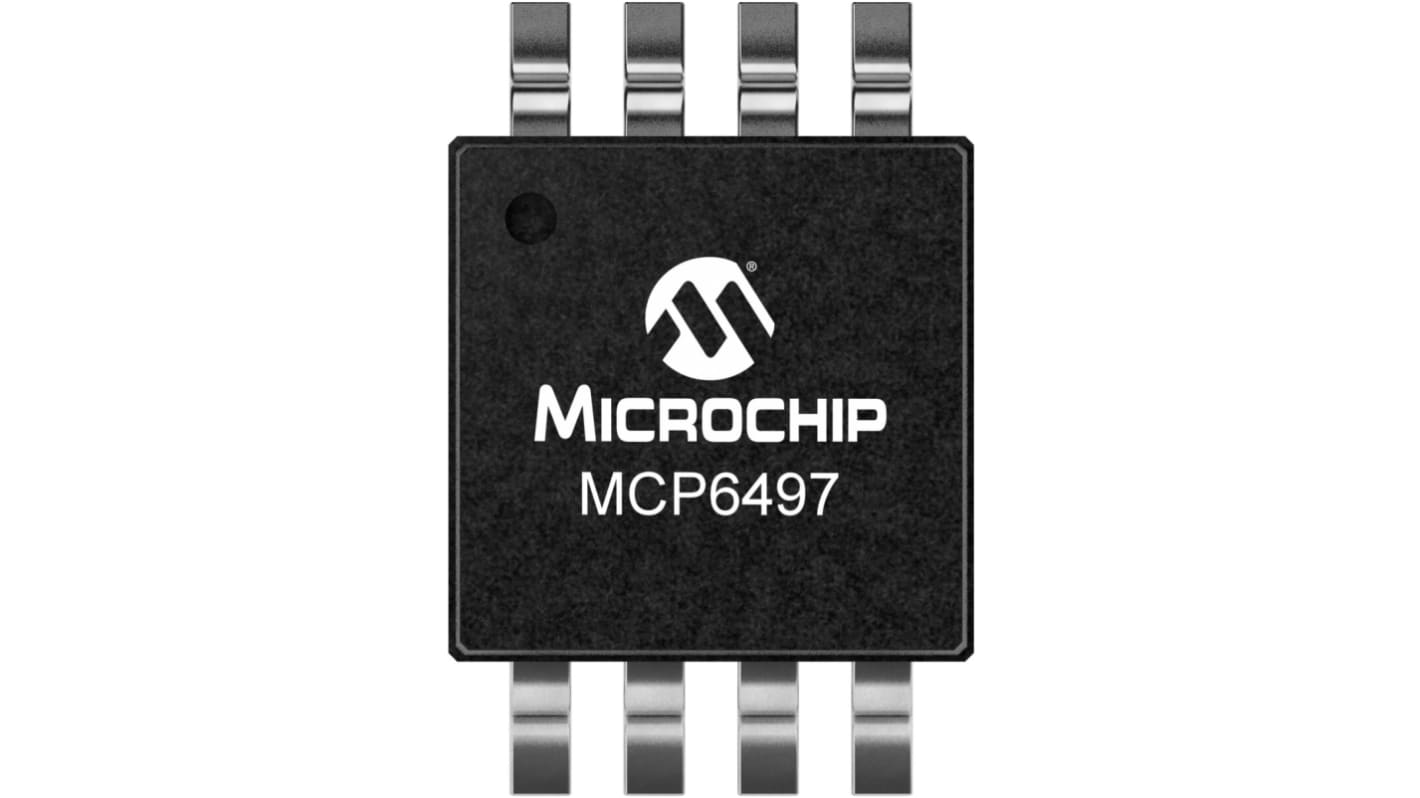 MCP6497-E/MS Microchip, Operational Amplifier, Op Amp, RRIO, 30MHz, 1.8 → 5.5 V, 8-Pin MSOP