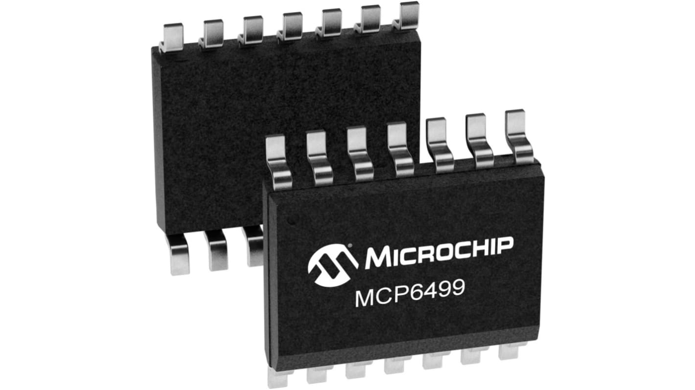 Amplificateur opérationnel Microchip, montage CMS, alim. Quad, SOIC Amplificateur opérationnel 4 14 broches