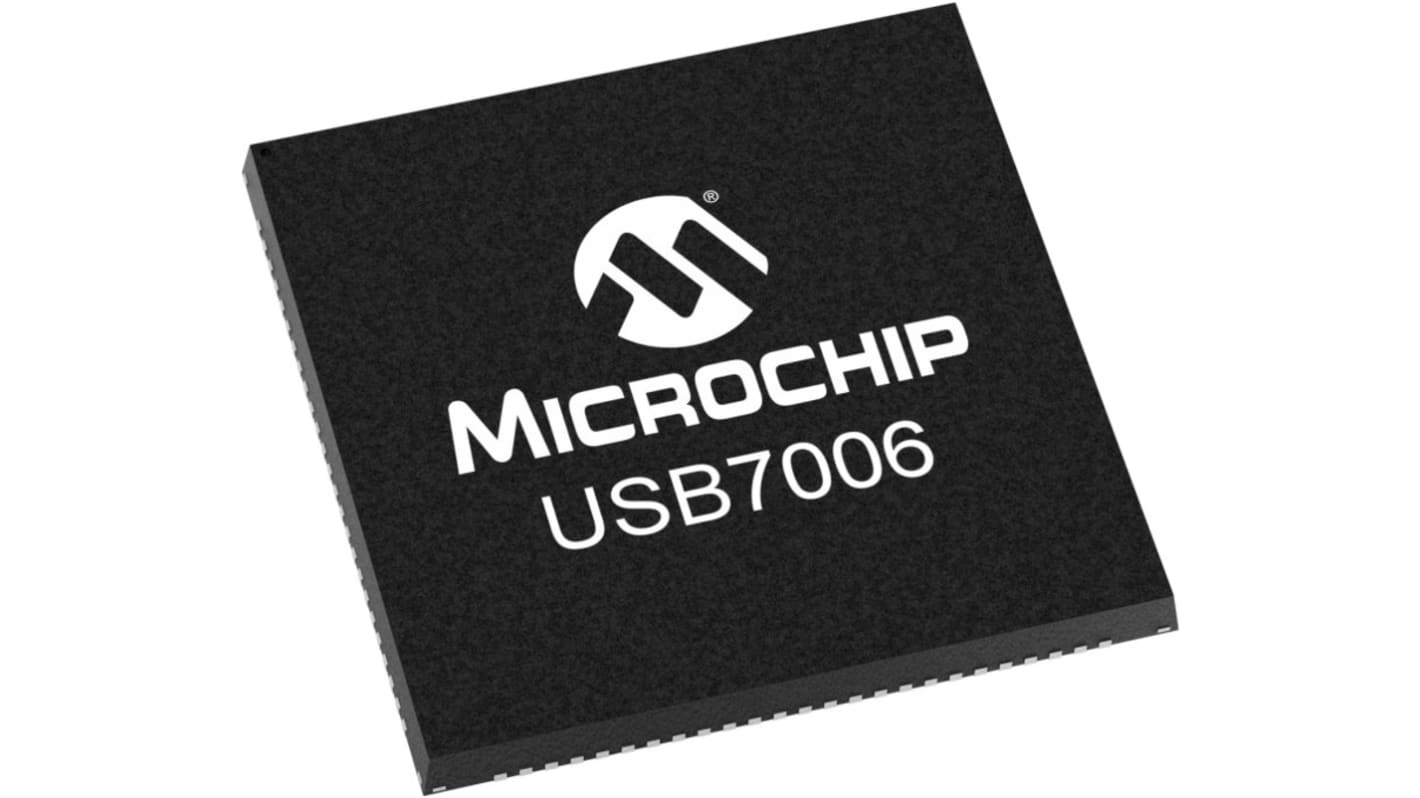 Microchip USB7006/KDX, USB Controller, 480/12/1.5/5000Mbps, USB 2.0, USB 3.2, 3.3 V, 100-Pin VQFN