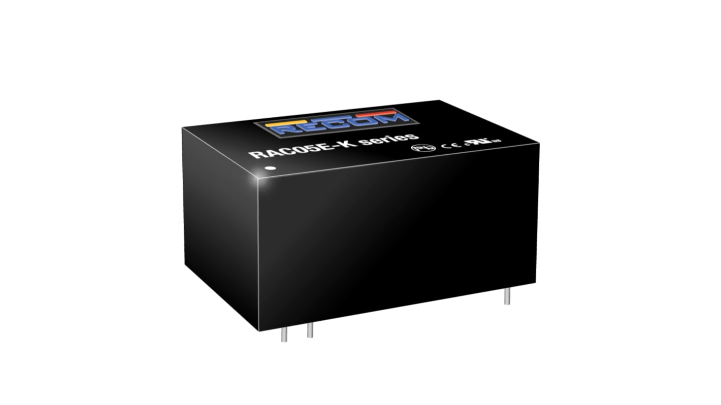 Recom, AC-DC Converter 333mA, 5 → 24 V dc 4-Pin, 1.46"x0.95" RAC05E-15SK