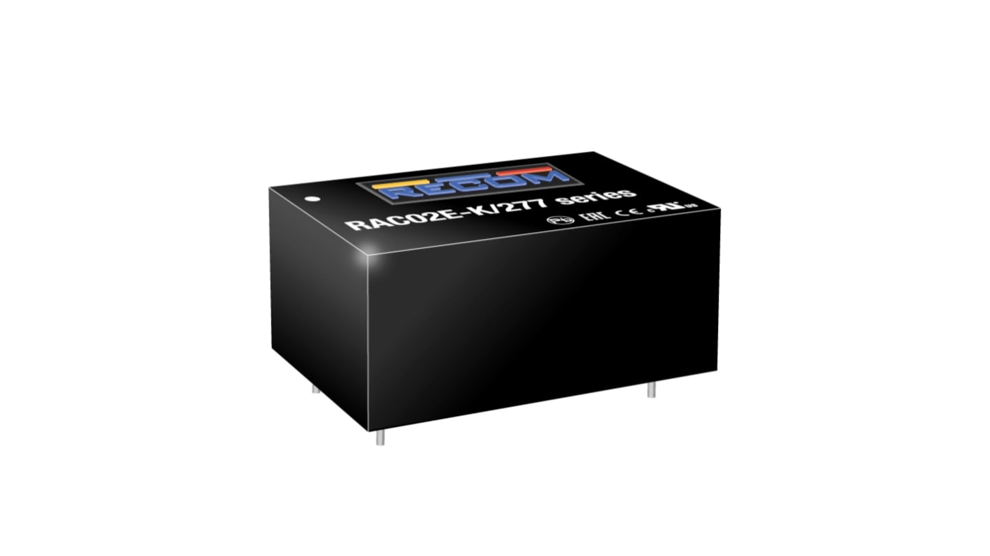 Recom, AC-DC Converter 167mA, 3.3 → 24 V dc 4-Pin, 1.35"x0.88" RAC02E-12SK/277