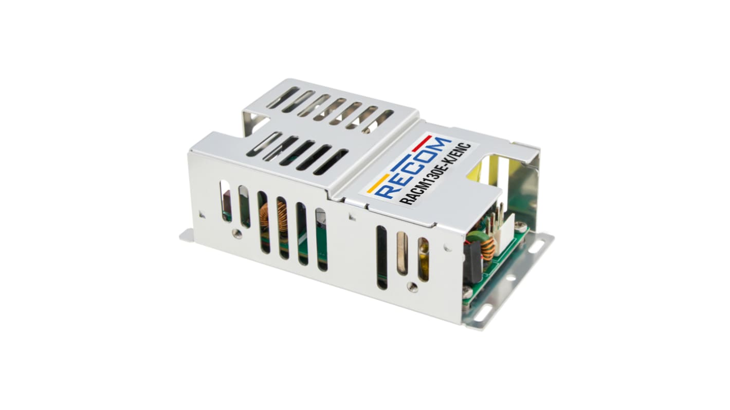 Recom, AC-DC Converter, 12 → 48 V dc, Enclosed 2"x4" RACM130E-12SK/ENC